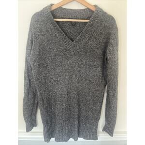 Athleta Seasoft Vneck Sweater Small Marled Gray Wool Cashmere